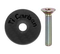 sourcing map 1 1/4" OD Bicycle Headset Stem Top Cap Carbon Fiber Cycling Headset Cover Stem with Colorful M6 Bolt for Mountain Road Bike MTB, Black