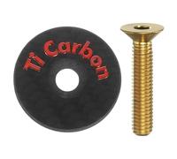 sourcing map 1 1/4 OD Bicycle Headset Stem Top Cap Carbon Fiber Cycling Headset Cover Stem with Gold M6 Bolt for Mountain Road Bike MTB, Red