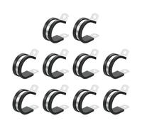 Sourcing Map 1-1/8"(28mm) 304 Stainless Steel Cable Clamp With Rubber Cushioned Insulation - R Shape Metal Tube Holder for Pipe, Hose, Wire Cord Installation 10Pcs