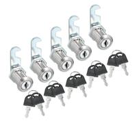 sourcing map 1-1/8 Inch Cabinet Cam Lock with Key, Keyed Alike Cam Replacement Lock Cylinder Tubular Toolbox Locks for RV Drawer Storage Cart Mailbox, Silver Pack of 5