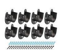 sourcing map 1.1'' Dia Stainless Steel Rod Socket Flange Rod Holder Bracket End Supports with Screws for Bathroom Closet Curtain, Set of 8, Black