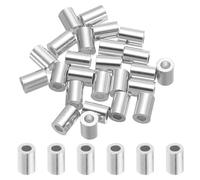 sourcing map 1/10" 2.5mm Aluminum Crimping Loop Sleeve Single Round Ferrule 8mm Height, Silver 25pcs