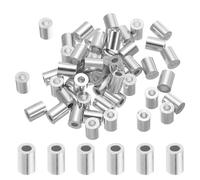 sourcing map 1/10" 2.5mm Aluminum Crimping Loop Sleeve Single Round Ferrule 8mm Height, Silver 50pcs