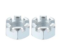 sourcing map 1"-12 Hexagon Slotted Nut, Grade 6.8 Zinc-Plated Carbon Steel Hex Nuts Good for Machinery Repairing, Silver, 2Pcs
