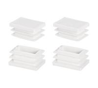 sourcing map 1.14 x 0.75 Inch Rectangle Plastic Plug, 4 Pcs White Pipe Tubing End Cap Plastic Plug Cap Insert Glide Insert for Metal Tubing Fence Table Chairs Furniture, White