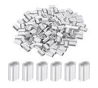 sourcing map 1/16" 1.5mm Aluminum Crimping Loop Sleeve Double Ferrule for Wire Rope Cable Line End, Silver 200pcs