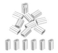 sourcing map 1/16" 1.5mm Aluminum Crimping Loop Sleeve Double Ferrule for Wire Rope Cable Line End, Silver 10pcs