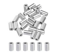 sourcing map 1/16" 1.5mm Aluminum Crimping Loop Sleeve Single Round Ferrule for Wire Rope Cable Line End, Silver 25pcs