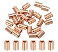 sourcing map 1/16"(1.5mm) Wire Rope Stop Sleeve, Copper Crimping Loops Sleeve Round Crimp Ferrules for Wire Rope and Cable Ferrule, Gold 25Pcs