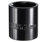 sourcing map 1/2" Drive 6 Point Pneumatic Socket 24mm Metric Shallow Impact Socket Chrome Vanadium Steel Square Drive 6-Point Sockets Mechanic Hand Tool for Pneumatic Wrench, Black