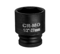 sourcing map 1/2" Drive 6 Point Pneumatic Socket 27mm Metric Shallow Impact Socket Chrome Vanadium Steel Square Drive 6-Point Sockets Mechanic Hand Tool for Pneumatic Wrench, Black