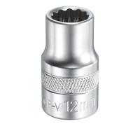 sourcing map 1/2" Drive by 12mm 12-Point Shallow Socket 38mm Length Metric Spline Socket