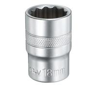 sourcing map 1/2" Drive by 18mm 12-Point Shallow Socket 38mm Length Metric Spline Socket