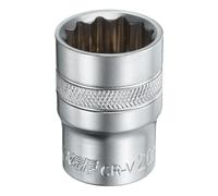 sourcing map 1/2" Drive by 20mm 12-Point Shallow Socket 38mm Length Metric Spline Socket