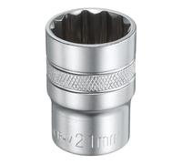 sourcing map 1/2" Drive by 21mm 12-Point Shallow Socket 38mm Length Metric Spline Socket