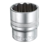 sourcing map 1/2" Drive by 30mm 12-Point Shallow Socket 44mm Length Metric Spline Socket