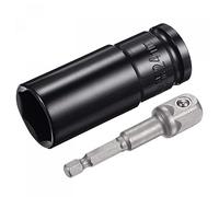sourcing map 1/2" Drive Socket Accessory Set, 24mm Deep 6-Point Impact Socket 3" Length and 1/4" Hex Shank Adapter