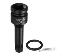 sourcing map 1/2" Drive Torx Bit Socket T60 Impact 6 Point Star Bit Sockets CR-MO Steel with Cotter Pin and O-Ring for Power Drill Drivers Garage Workshop Adapter