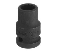 sourcing map 1/2" Drive x 12mm Shallow Impact Socket 12-Point Metric CR-MO Steel Nut Impact Grade Socket for Auto Repair