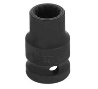 sourcing map 1/2" Drive x 12mm Shallow Impact Socket 12-Point Metric CR-V Steel Spindle Nut Impact Flip Sleeve for Home Auto Nuts Bolts Repair