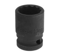sourcing map 1/2" Drive x 19mm Shallow Impact Socket 12-Point Metric CR-MO Steel Nut Impact Grade Socket for Auto Repair