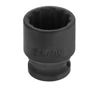 sourcing map 1/2" Drive x 24mm Shallow Impact Socket 12-Point Metric CR-V Steel Spindle Nut Impact Flip Sleeve for Home Auto Nuts Bolts Repair