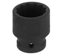 sourcing map 1/2" Drive x 27mm Shallow Impact Socket 12-Point Metric CR-V Steel Spindle Nut Impact Flip Sleeve for Home Auto Nuts Bolts Repair