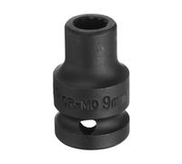 sourcing map 1/2" Drive x 9mm Shallow Impact Socket 12-Point Metric CR-MO Steel Nut Impact Grade Socket for Auto Repair