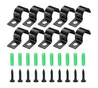 sourcing map 1/2 Inch Pipe Strap Set, Carbon Steel Conduit Clip 50pcs Single Hole Strap Clamp for Pipe Tube Cable Fixing (12mm, Black)