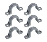 sourcing map 1/2 Inch PVC Pipe Straps, 6Pcs Plastic Conduit Clamps Double Hole U Shaped Strap Clamp with Anti-Slip Ribs for Pipe Tube Cable Fixing (Gray)