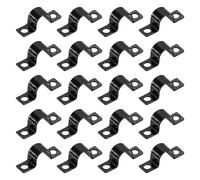 sourcing map 1/2 Inch U-Shaped Pipe Clamp, 100Pcs U Tube Strap Tension Clips Carbon Steel Double Hole Strap Clamp for Pipe Tube Cable Fixing (13mm, Black)