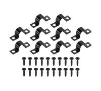 sourcing map 1/2 Inch U-Shaped Pipe Clamp, 25Pcs U Tube Strap Tension Clips Carbon Steel Double Hole Strap Clamp with Screws for Pipe Tube Cable Fixing (13mm, Black)