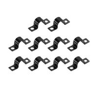 sourcing map 1/2 Inch U-Shaped Pipe Clamp, 50Pcs U Tube Strap Tension Clips Carbon Steel Double Hole Strap Clamp for Pipe Tube Cable Fixing (13mm, Black)