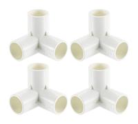 sourcing map 1/2" PVC Fittings, 4 Pcs 3 Way Elbow Connector Elbow PVC Furniture Fittings Corner Fitting for Water Supplies PVC Furniture DIY Shelf Greenhouse Tent Connection, White