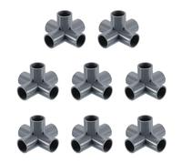 sourcing map 1/2" PVC Fittings, 8 Pcs 5 Way Elbow Connector Elbow PVC Furniture Fittings Corner Fitting for Water Supplies PVC Furniture DIY Shelf Greenhouse Tent Connection, Grey