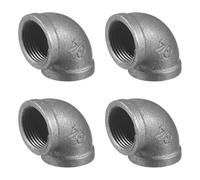 sourcing map 1"(25mm) 90 Degree Malleable Iron Elbow Fitting, Threaded Pipes Fitting Brackets Nipples for Vintage Fixtures DIY Furniture Pipe Plumbing, 4Pcs