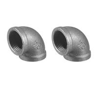 sourcing map 1"(25mm) 90 Degree Malleable Iron Elbow Fitting, Threaded Pipes Fitting Brackets Nipples for Vintage Fixtures DIY Furniture Pipe Plumbing, 2Pcs