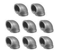 sourcing map 1"(25mm) 90 Degree Malleable Iron Elbow Fitting, Threaded Pipes Fitting Brackets Nipples for Vintage Fixtures DIY Furniture Pipe Plumbing, 8Pcs