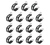 sourcing map 1"(25mm) Cable Clamp, 304 Stainless Steel Rubber Cushioned Insulated R Shape Metal Clamp Tube Holder for Pipe Hose Wire Cord Installation 15Pcs
