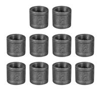 sourcing map 1"(25mm) Pipe Fitting Coupling, Cast Malleable Iron Threaded Pipe Coupling Connector for Vintage Shelf Bracket DIY Furniture Plumbing Pipe, 10Pcs