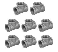 sourcing map 1"(25mm) Tee Pipe Fitting, Malleable Cast Iron Threaded Pipe Fitting for Vintage Shelves Bracket DIY Furniture Plumbing Pipe, 8Pcs