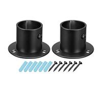 sourcing map 1.28'' Dia Stainless Steel Pole Sockets Flange Rod Holder Bracket Support with Screws for Bathroom Closet Curtain, Set of 2, Black