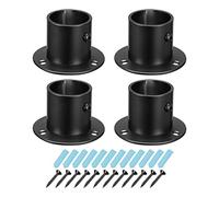 sourcing map 1.28'' Dia Stainless Steel Pole Sockets Flange Rod Holder Bracket Support with Screws for Bathroom Closet Curtain, Set of 4, Black