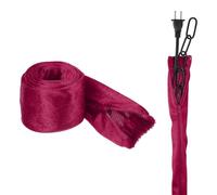 sourcing map 1.2m Chandelier Fabric Chain Cover, 2Pcs Velvet Fabric Cord Cover with Zipper, Decorative Cloth Swing Chain Sleeve for Candle Chandelier Crystal Light Cable Wire, Dark Red