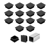 sourcing map 1 3/4" (45mm) Square Tubing End Caps, 16 Pcs Plastic Hole Plugs Insert End Cap for Metal Tubing Post Chair Leg Table Bookshelves Furniture, Black