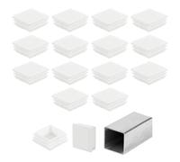 sourcing map 1 3/4" (45mm) Square Tubing End Caps, 16 Pcs Plastic Hole Plugs Insert End Cap for Metal Tubing Post Chair Leg Table Bookshelves Furniture, White