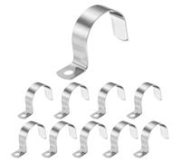 sourcing map 1-3/4 Inch Pipe Strap, 304 Stainless Steel Conduit Clip 10Pcs Single Hole Strap Clamp for Pipe Tube Cable Fixing (45mm, Silver)