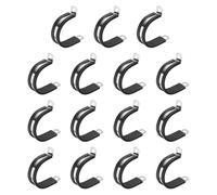 sourcing map 1-3/8"(36mm) Cable Clamp, 304 Stainless Steel Rubber Cushioned Insulated R Shape Metal Clamp Tube Holder for Pipe Hose Wire Cord Installation 15Pcs