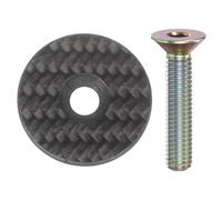 sourcing map 1 3/8" OD Bike Headset Stem Top Cap Carbon Fiber Cycling Headset Cover Stem with Colorful M6 Bolt for Mountain Road Bike MTB