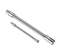 sourcing map 1/4" 1/2" Drive Socket Extension Bar Set Spring Steel Chrome Plating Flexible Extension-Bar Set Universal Joint Socket Extensions for Loosening and Tightening Silver 2-Piece Set